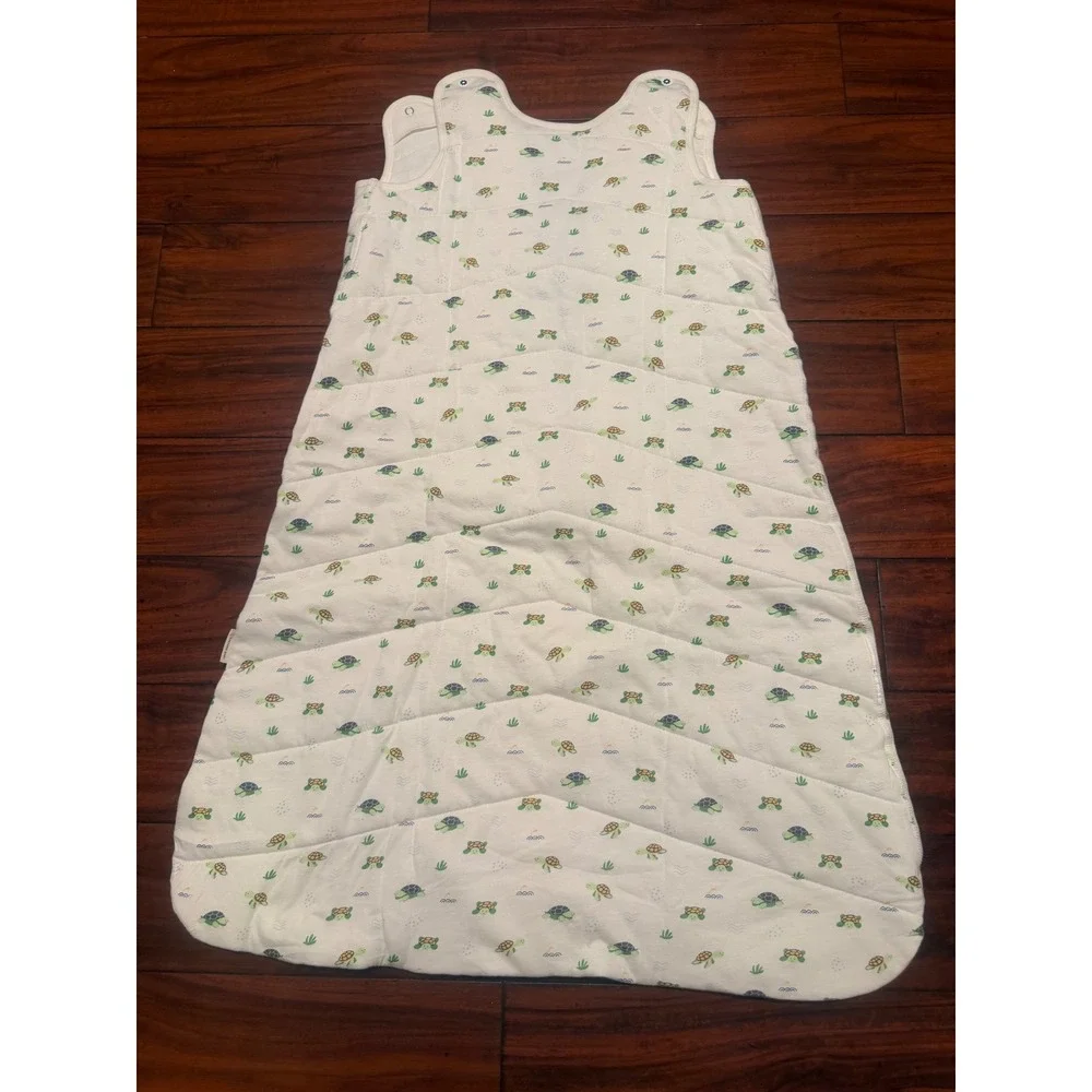 Nintara Baby Organic Cotton Sleep Sack XL 18-24M Turtle Print Quilted Cream